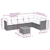  8 részes fekete polyrattan kerti ülőgarnitúra párnákkal