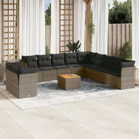    12 részes szürke polyrattan kerti ülőgarnitúra párnákkal