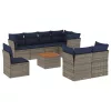  9 részes szürke polyrattan kerti ülőgarnitúra párnával
