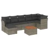  8 részes szürke polyrattan kerti ülőgarnitúra párnákkal