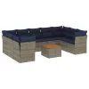  10 részes szürke polyrattan kerti ülőgarnitúra párnával