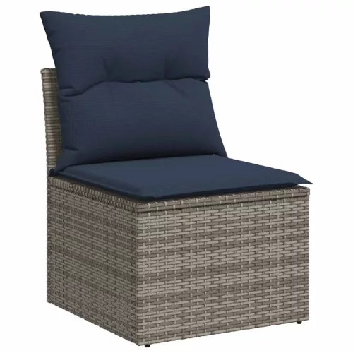  10 részes szürke polyrattan kerti ülőgarnitúra párnával