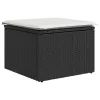  10 részes fekete polyrattan kerti ülőgarnitúra párnákkal