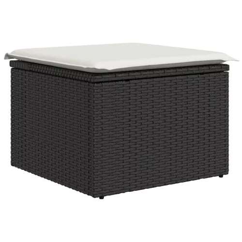  10 részes fekete polyrattan kerti ülőgarnitúra párnákkal
