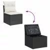  10 részes fekete polyrattan kerti ülőgarnitúra párnákkal