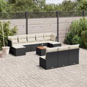    11 részes fekete polyrattan kerti ülőgarnitúra párnákkal
