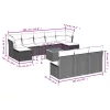 11 részes fekete polyrattan kerti ülőgarnitúra párnákkal