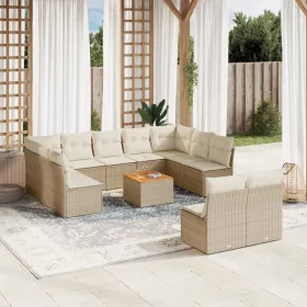    12 részes bézs polyrattan kerti ülőgarnitúra párnákkal