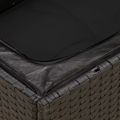  14 részes fekete polyrattan kerti ülőgarnitúra párnákkal