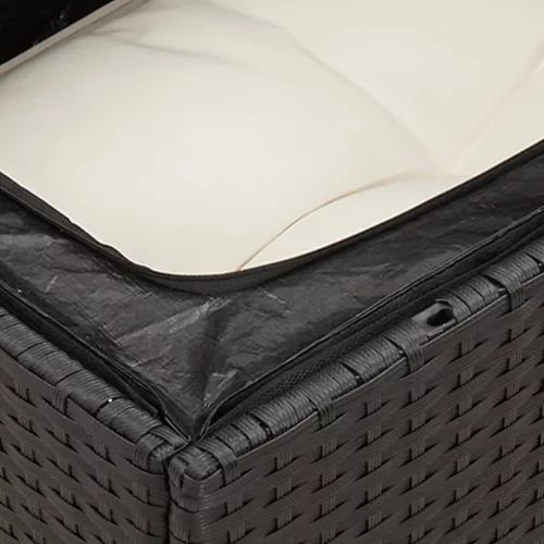  12 részes fekete polyrattan kerti ülőgarnitúra párnákkal