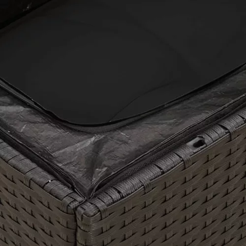  14 részes fekete polyrattan kerti ülőgarnitúra párnákkal