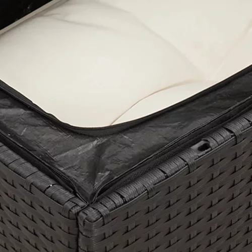  14 részes fekete polyrattan kerti ülőgarnitúra párnákkal
