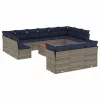  14 részes szürke polyrattan kerti ülőgarnitúra párnákkal