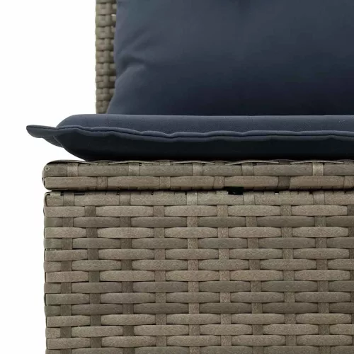  14 részes szürke polyrattan kerti ülőgarnitúra párnákkal