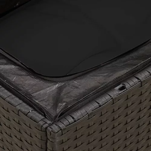  10 részes fekete polyrattan kerti ülőgarnitúra párnákkal