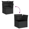  10 részes fekete polyrattan kerti ülőgarnitúra párnákkal