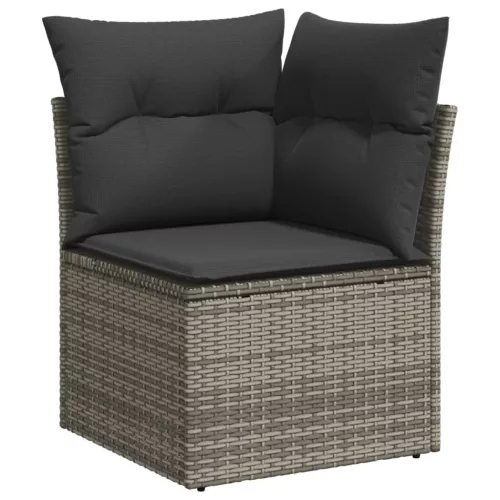  10 részes szürke polyrattan kerti ülőgarnitúra párnákkal