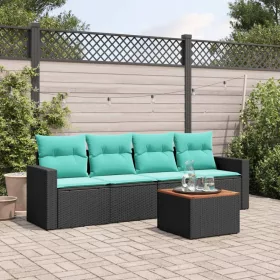    5 részes fekete polyrattan kerti ülőgarnitúra párnával