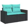  5 részes fekete polyrattan kerti ülőgarnitúra párnával