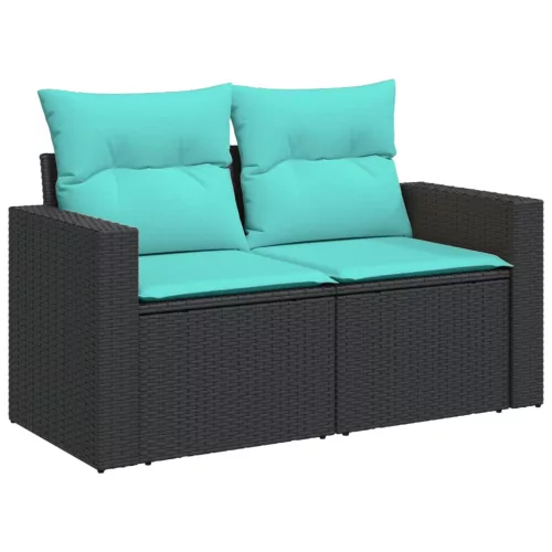  5 részes fekete polyrattan kerti ülőgarnitúra párnával