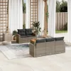  6 részes szürke polyrattan kerti ülőgarnitúra párnákkal