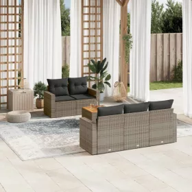    6 részes szürke polyrattan kerti ülőgarnitúra párnákkal