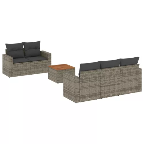  6 részes szürke polyrattan kerti ülőgarnitúra párnákkal