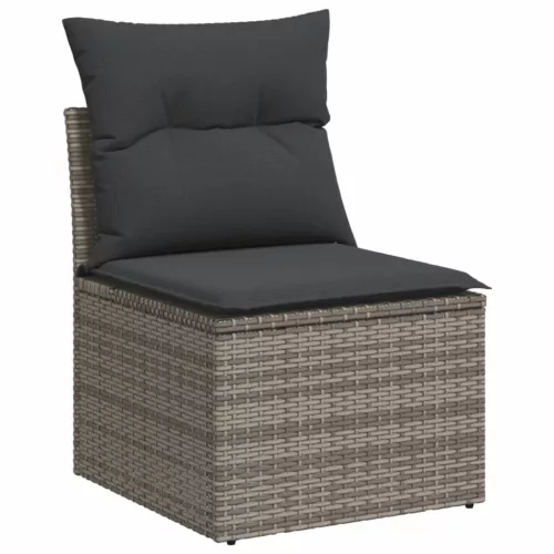  6 részes szürke polyrattan kerti ülőgarnitúra párnákkal
