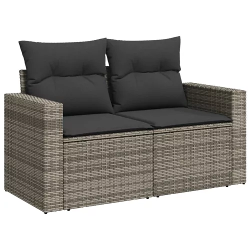  6 részes szürke polyrattan kerti ülőgarnitúra párnákkal