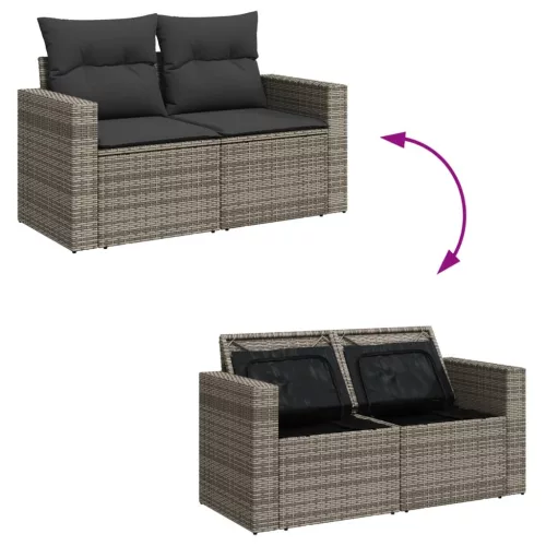 6 részes szürke polyrattan kerti ülőgarnitúra párnákkal