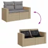 7 részes vegyes bézs polyrattan kerti ülőgarnitúra párnákkal
