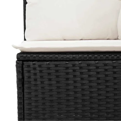  9 részes fekete polyrattan kerti ülőgarnitúra párnákkal