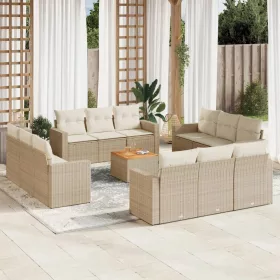    13 részes bézs polyrattan kerti ülőgarnitúra párnákkal