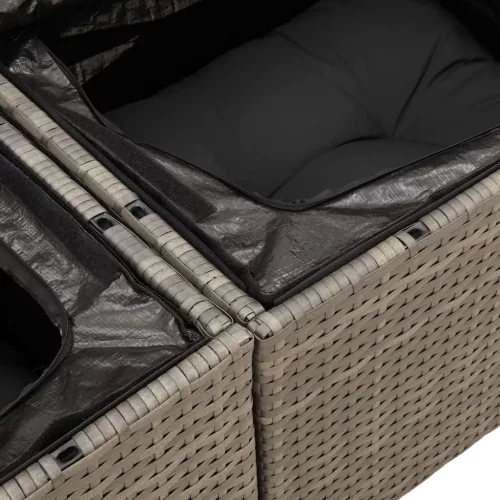  6 részes szürke polyrattan kerti ülőgarnitúra párnákkal
