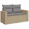  9 részes vegyes bézs polyrattan kerti ülőgarnitúra párnákkal