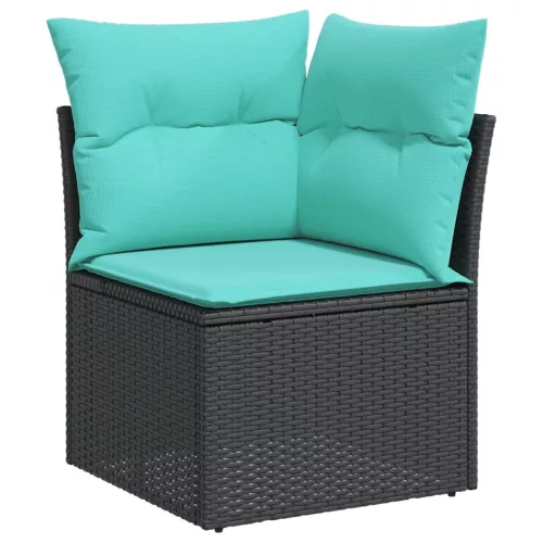  6 részes fekete polyrattan kerti ülőgarnitúra párnával