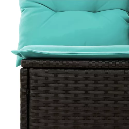  6 részes fekete polyrattan kerti ülőgarnitúra párnával
