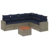  7 részes szürke polyrattan kerti ülőgarnitúra párnákkal