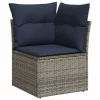  7 részes szürke polyrattan kerti ülőgarnitúra párnákkal