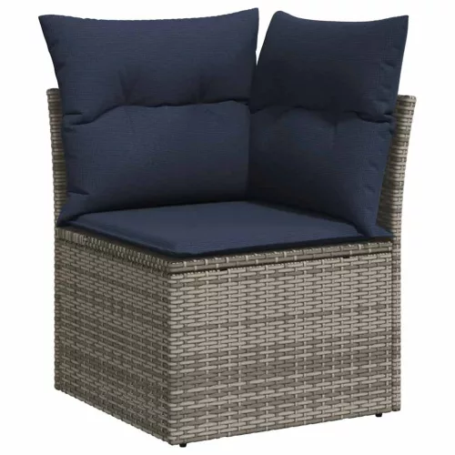  7 részes szürke polyrattan kerti ülőgarnitúra párnákkal
