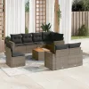  9 részes szürke polyrattan kerti ülőgarnitúra párnákkal