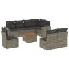  9 részes szürke polyrattan kerti ülőgarnitúra párnákkal