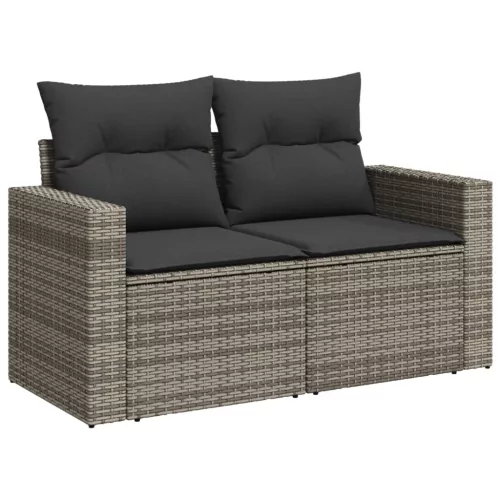  9 részes szürke polyrattan kerti ülőgarnitúra párnákkal