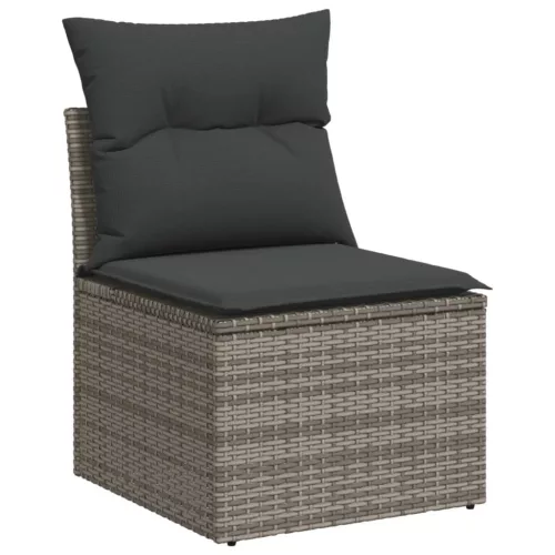  9 részes szürke polyrattan kerti ülőgarnitúra párnákkal