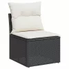  11 részes fekete polyrattan kerti ülőgarnitúra párnákkal