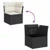  11 részes fekete polyrattan kerti ülőgarnitúra párnákkal