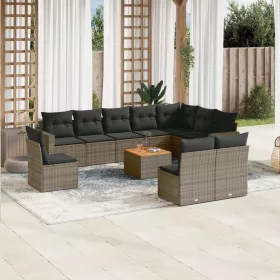   11 részes szürke polyrattan kerti ülőgarnitúra párnákkal