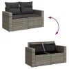  11 részes szürke polyrattan kerti ülőgarnitúra párnákkal