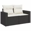  12 részes fekete polyrattan kerti ülőgarnitúra párnákkal