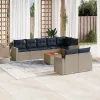  9 részes szürke polyrattan kerti ülőgarnitúra párnával